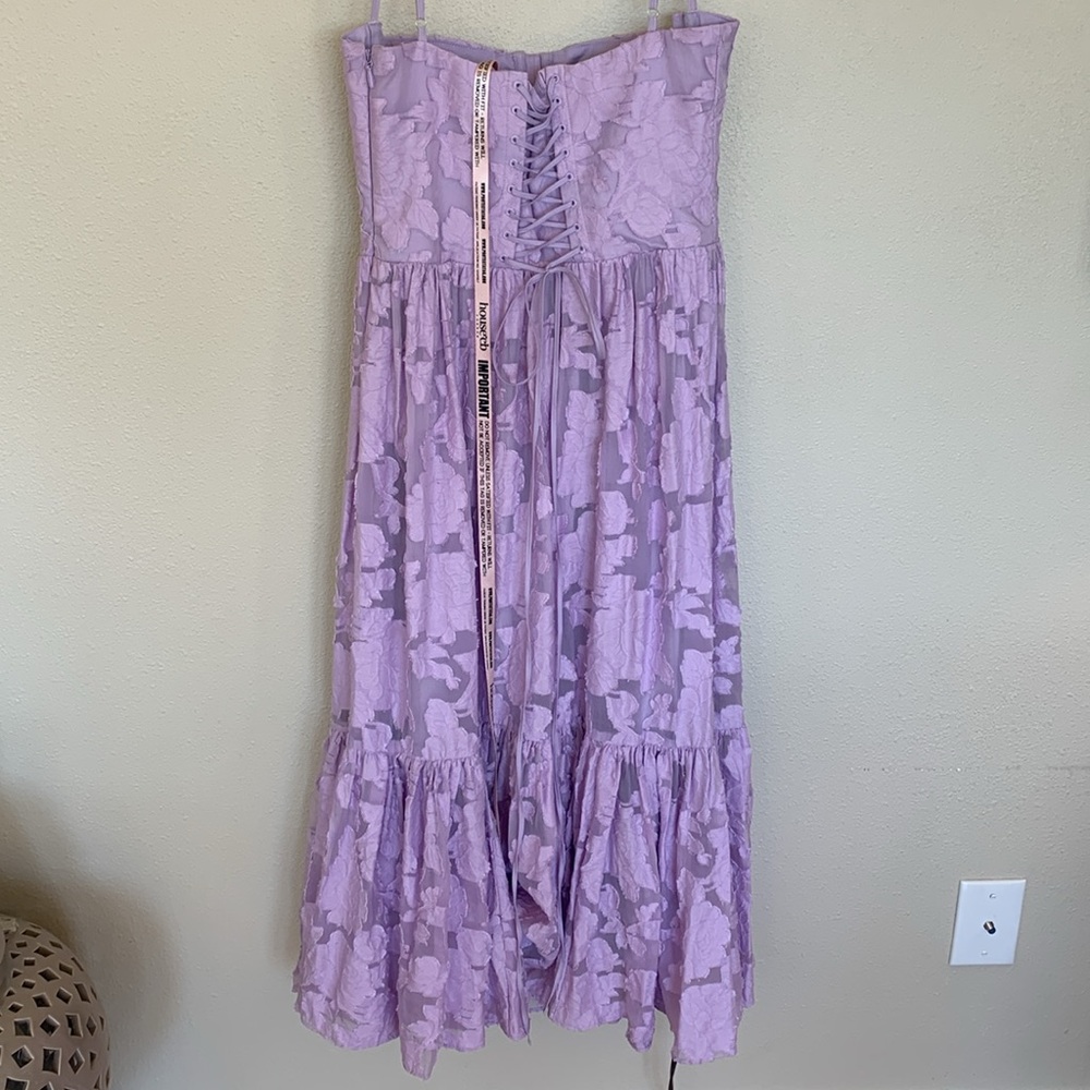 House of CB MIRA Orchid Floral Jacquard Tiered Midi Dress Medium NWT - Picture 8 of 11